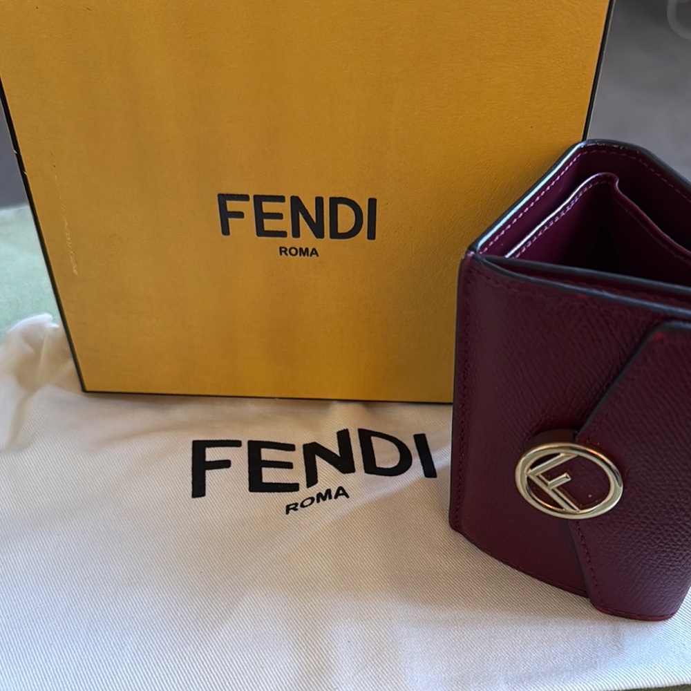 Fendi Burgundy Wallet with Gold Accent